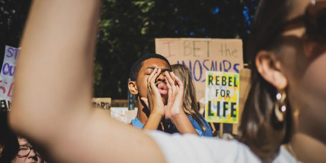 Young climate activists protest on the streets
